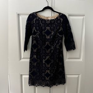 ELIZA J | Mig Thigh Long Sleeve Navy Illusion Shift Dress
